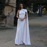 Lucila - Hals Halfter Maxikleid – Weiß