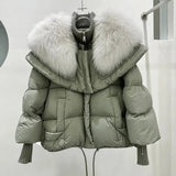 ComfyFur - Pelz-Daunenjacke – Grün