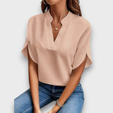Lunelle – Bluse mit V-Ausschnitt und fließender Form – Pfirsich