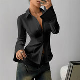 Corvielle™-Hemdbluse mit Elegantem Schnitt und Hochwertiger Verarbeitung – Schwarz