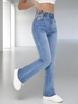 Fiona Bootcut-Jeans mit hoher Taille – Hellblau