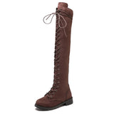Damen Stilvoll Overknee-Stiefel | Schnüren – Braun