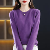 Stefani - Kaschmirpullover mit Rundhalsausschnitt – Lila