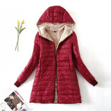 Damen Winter Fleece Jacke | Mit Kapuze – Burgund