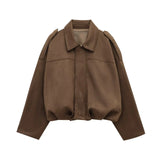 Deborah Kurzjacke Ballonärmel Oversized – Braun