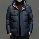 Winter Herren Daunenjacke | Mit Kapuze – Dunkelblau
