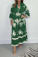 Namira | Bedrucktes Kleid für Damen – Dunkelgrün