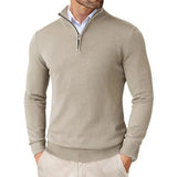 Herren-Pullover mit Halbreißverschluss | strukturierte Ausführung – Beige