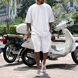 Draxen™-Set aus Premium-Strick mit Oversize-Passform und Streetwear-Style – Weiß