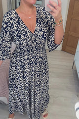 Bohemian Midi-Kleid von Selene – Dunkelblau