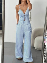 Laura | Gestreiftes 2-teiliges Set – Blau