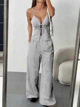 Laura | Gestreiftes 2-teiliges Set – Grau