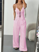 Laura | Gestreiftes 2-teiliges Set – Rosa