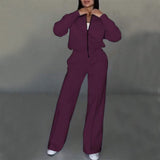Set Mit Regular-Fit-Hose Und Geradem Bein - Cheyenne – Lila
