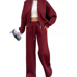 Set Mit Regular-Fit-Hose Und Geradem Bein - Cheyenne – Weinrot