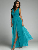 Nova | Elegantes V-Ausschnitt Kleid – Blau