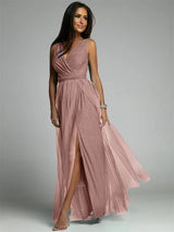 Nova | Elegantes V-Ausschnitt Kleid – Sekt