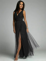 Nova | Elegantes V-Ausschnitt Kleid – Schwarz