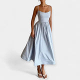 Shelley – Minikleid Mit Rundhalsausschnitt Und Trägern – Blau