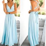 Leichtes Wickel-Sommerkleid – luftiges Strandkleid in Blau & Pastell – Hellblau