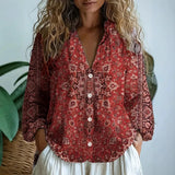 Hailey | Naturmuster Dreiviertelarm Bluse – Rot