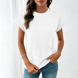 Elara™ T-Shirt Mit Leichtem Fall und Minimalistischem Design – Weiß