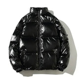 Armand | gesteppte warme puffer-winterjacke für männer – Schwarzer Stehkragen