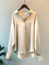 Bria - Lockere Satinbluse – Champagner