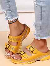 Courtney – Orthopädische Ledersandalen für stilvollen Komfort – Gelb