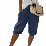Aaliyah - Damen Shorts mit Bindegürtel – Dunkelblau