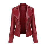 Bikerjacke Damen mit Reißverschluss | schmal für verschiedene Outfits – Rot