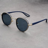 NoirGlow – Luxe Eclipse Rundsonnenbrille – Mitternachtsadel