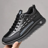 Krokodil™-Tennisschuhe aus hochwertigem Leder mit intelligenter Dämpfung / Robuste Eleganz für den Alltag! – Schwarz