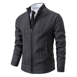 Elias | Zip-Up Vintage Cardigan – Dunkelgrau