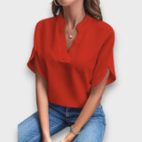 Lunelle – Bluse mit V-Ausschnitt und fließender Form – Orange
