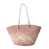 Französische Luxus Strandtasche Damen – Handgefertigte Raffia Sommertasche – Rosa