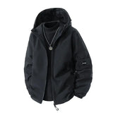 Herren Winter Skijacke mit Kapuze | Übergröß – Schwarz