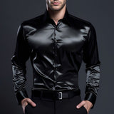 Dante – Herren Satinhemd mit Glanzfinish und Slim Fit – Schwarz