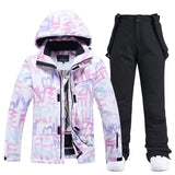 Damen Winter Skianzug | Jacke und Hose – Lila / Schwarz