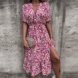 Briellea – Stilvolles Maxikleid mit Blumenmuster – Rosa
