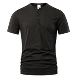 Herren Lässig Henley T-Shirt | Klassisch – Schwarz