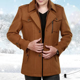 Arthur™ Premium-Wollmantel aus Walkwolle mit innerem Stehkragen und Reißverschluss – Braun