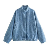 Cozzina – übergroße, grob gestrickte jacke – Hellblau