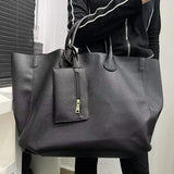 Damen Modische Vegane Leder Oversized Handtasche – Großes Volumen, Vielseitige Einkaufstasche – black