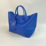 Damen Modische Vegane Leder Oversized Handtasche – Großes Volumen, Vielseitige Einkaufstasche – Blue
