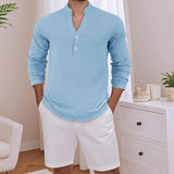 Stephan™ Hemd Aus Baumwoll-Leinen Mit Minimalistischem Design – Hellblau
