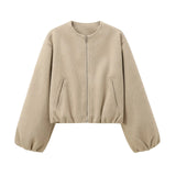 Damen Kurzjacke | Locker geschnittene Ausführung für Alltag – Khaki