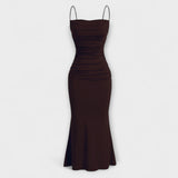 Mia Muse - Elegantes Maxikleid für festliche Anlässe – Braun