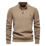DIMITRI™ Baumwollpullover Mit Knopf - Zeitloses Design & Maximaler Komfort Für Jedes Outfit – Khaki
