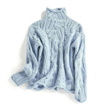 Maria - Eleganter Rollkragenpullover – Blau